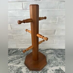 Longaberger 6 Mug Solid Wood Rack Cottagecore Cabin Coffee Bar Vintage Decor
